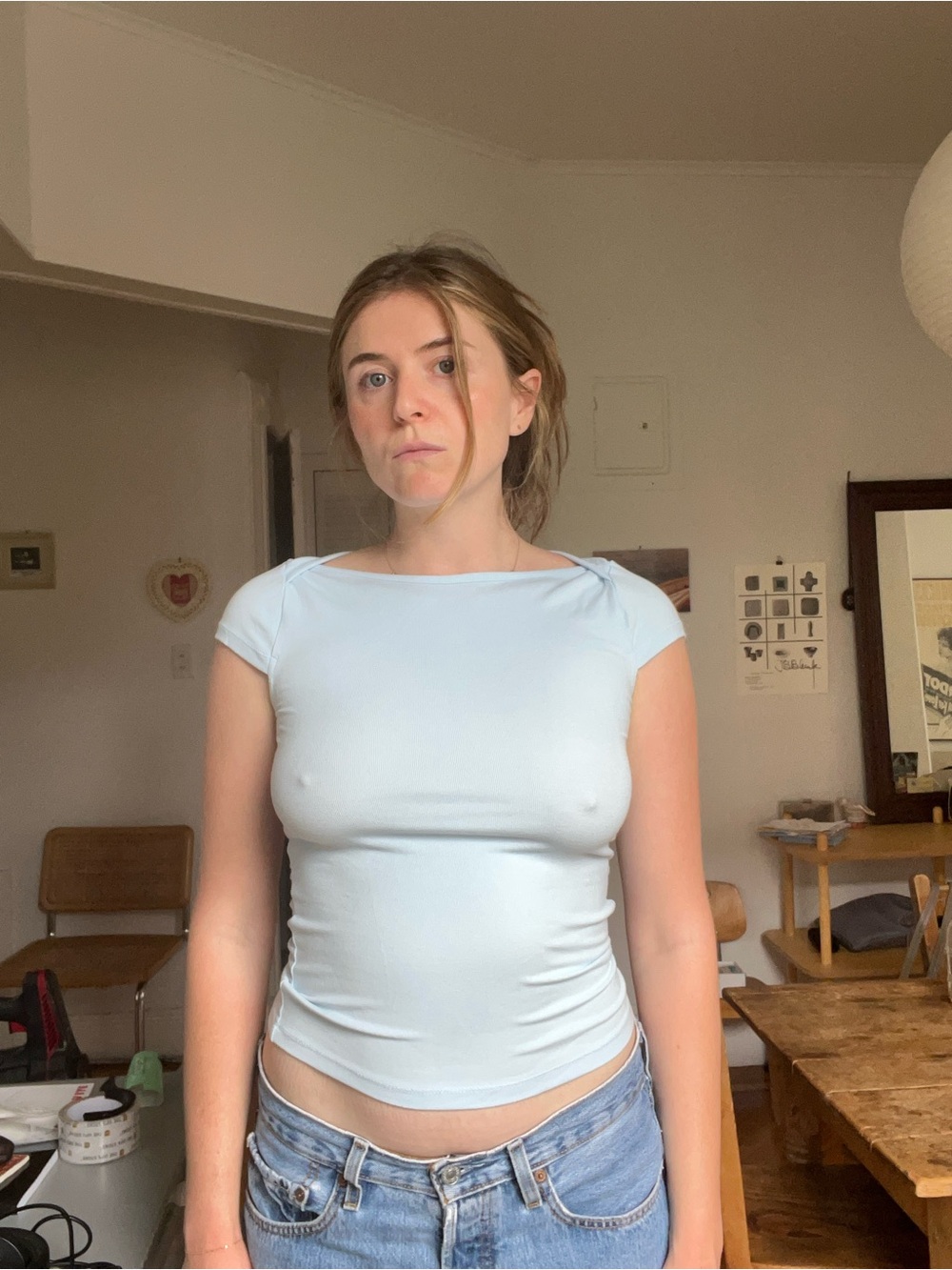 J. Crew Pale Blue Cap-Sleeve Crop Top